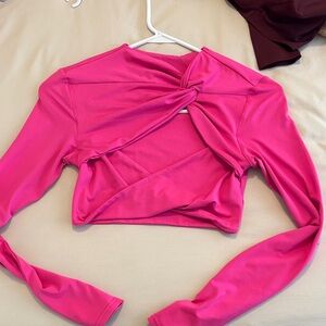 Stylish Pink Twist-Front Women's Top